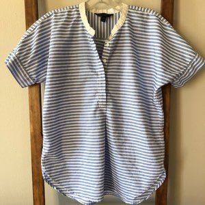 Striped JCrew Short Sleeve Popover Shirt XS